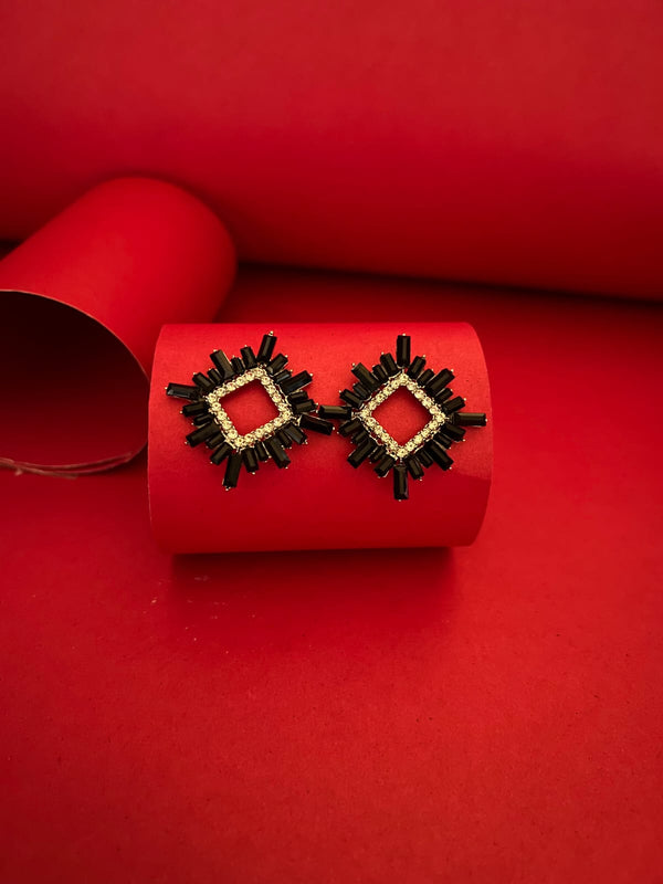 Elegant Silver Black Earrings