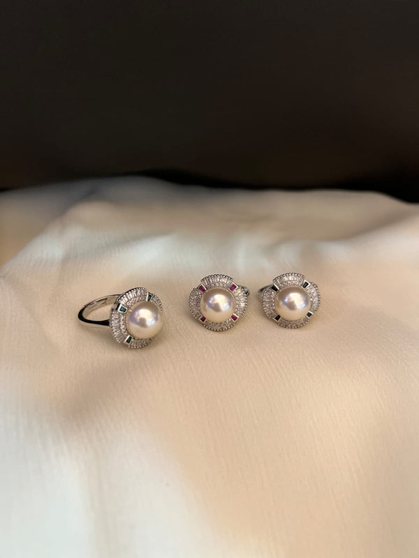 Adjustable Silver Pearl  Rings