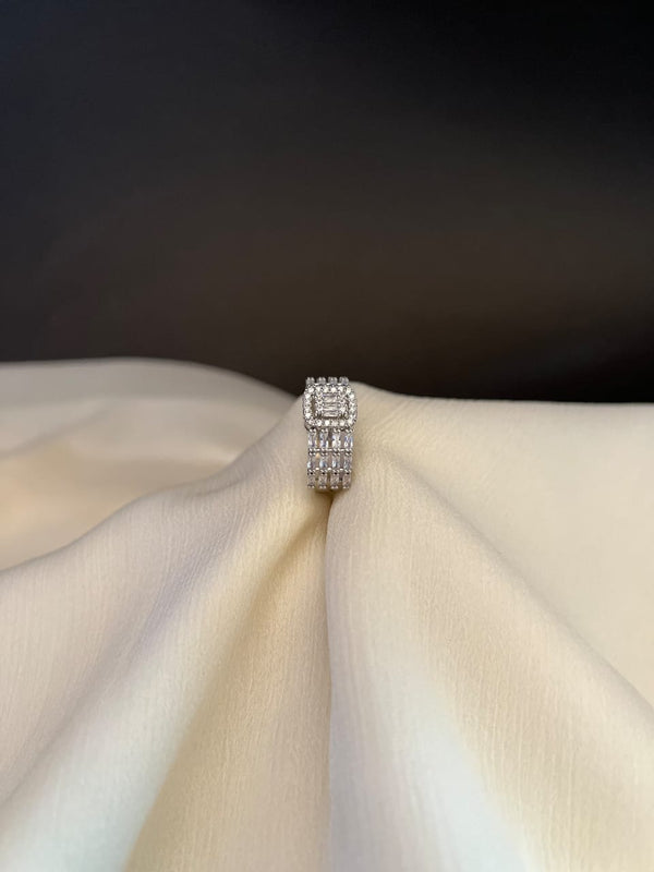 Adjustable Crystal Stones Silver Rings