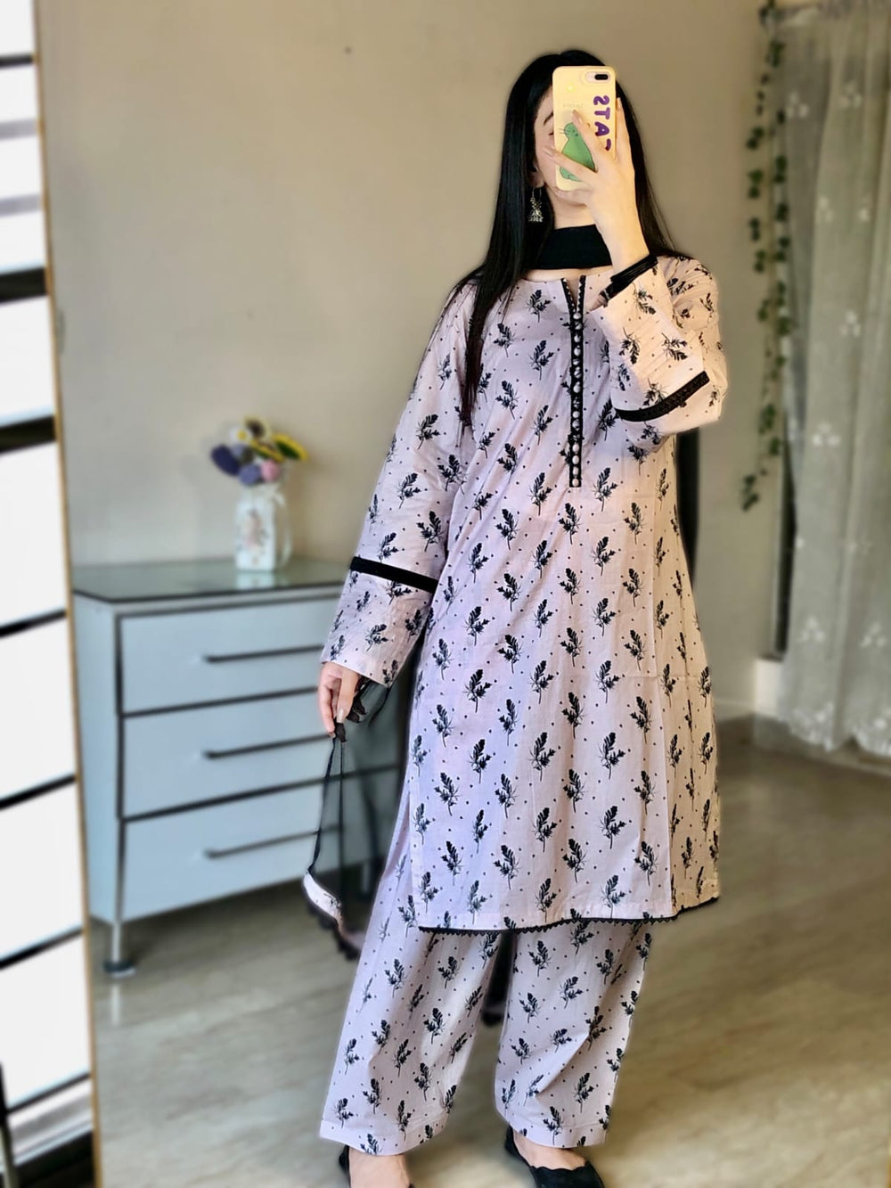 3 Piece - Lawn Printed Dress With Shalwar