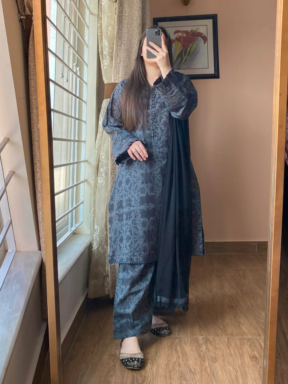 3 Piece - Lawn Printed Dress With Shalwar