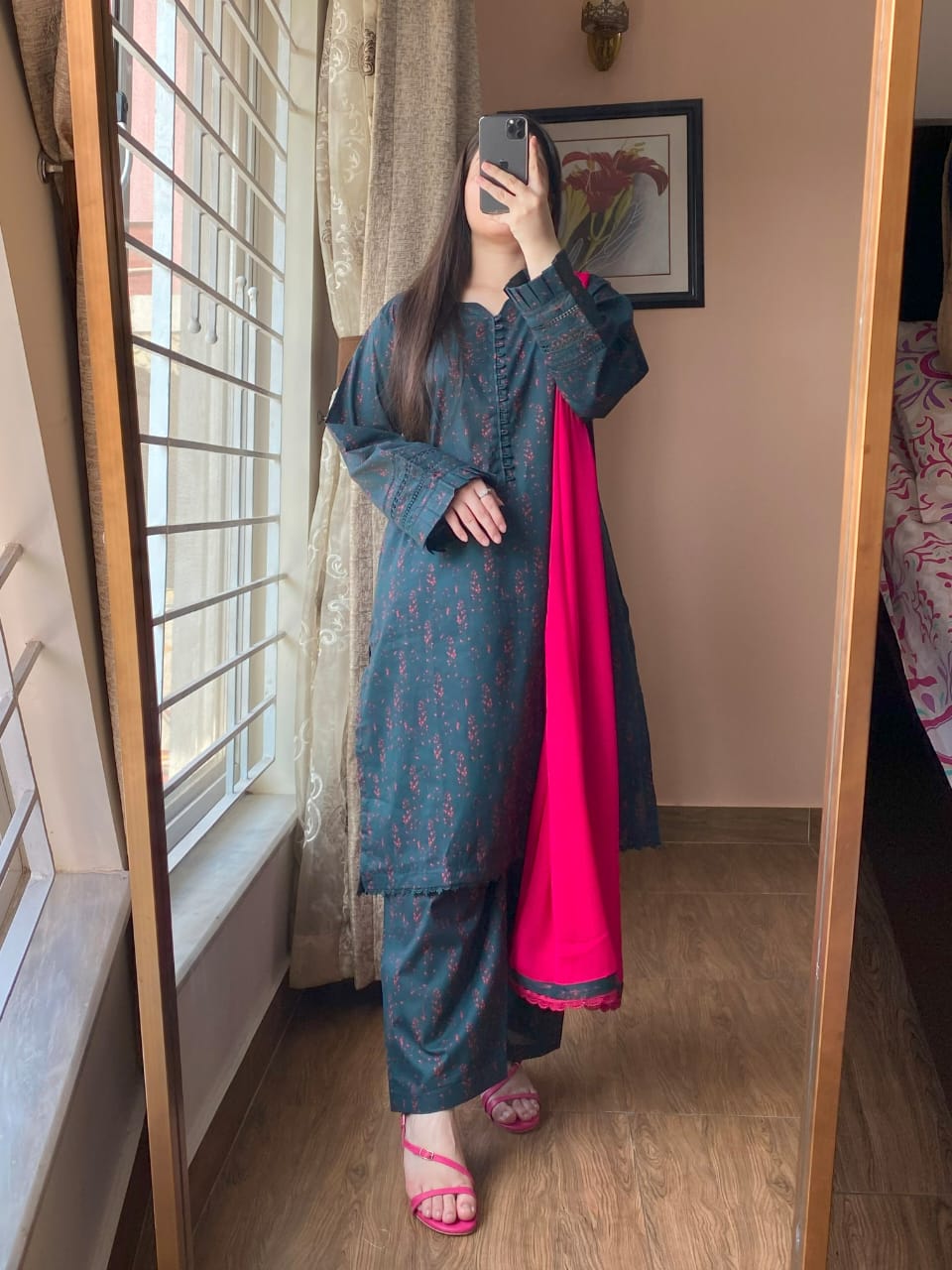 3 Piece - Lawn Printed Dress With Shalwar