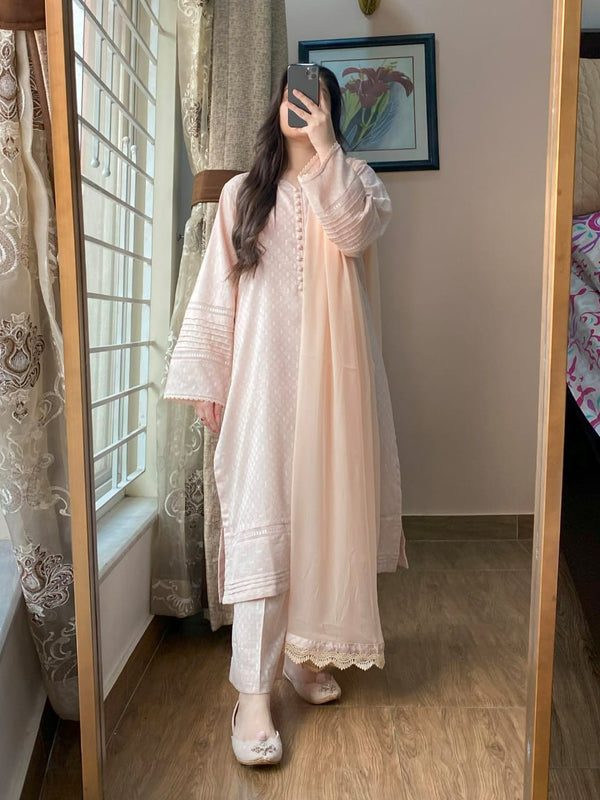 3 Piece - Lawn Dobby Dress