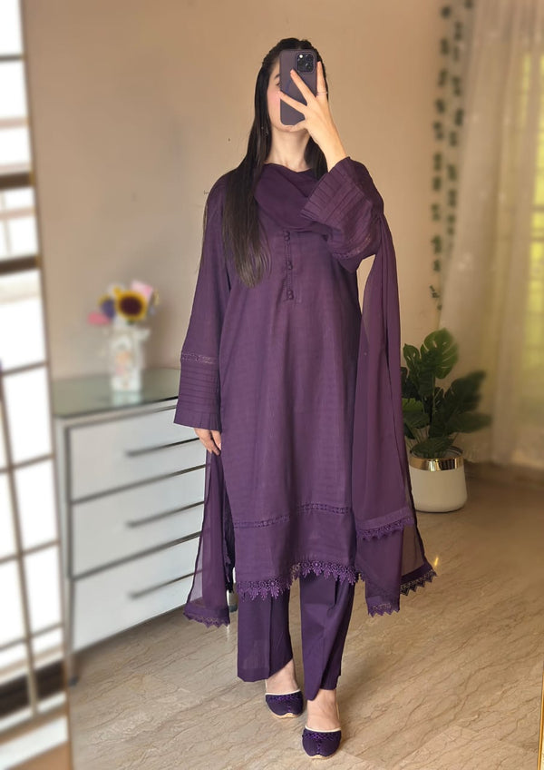 3 Piece - Lawn Dobby Dress