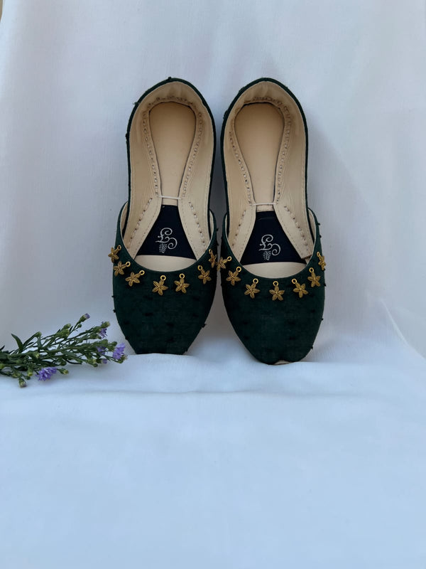 Dark Green Beaded Khussas