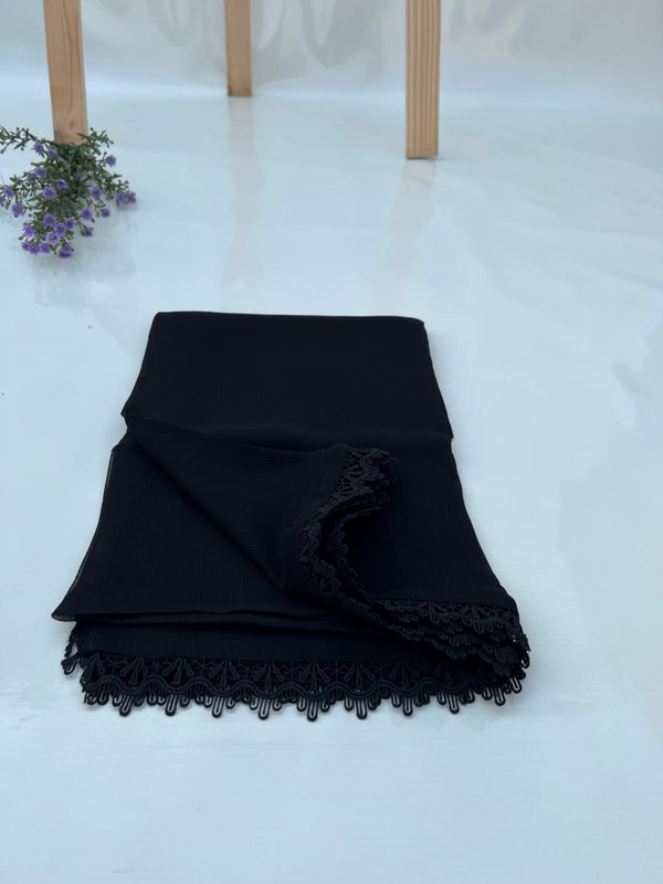 Black Chiffon Dupattas With Lace