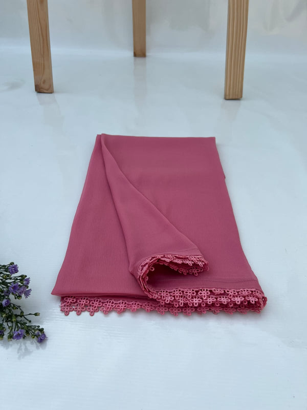 Blush Pink Chiffon Dupattas With Lace
