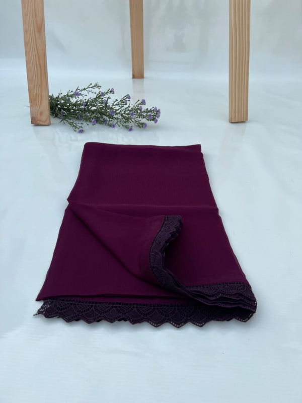 Purple Chiffon Dupattas With Lace