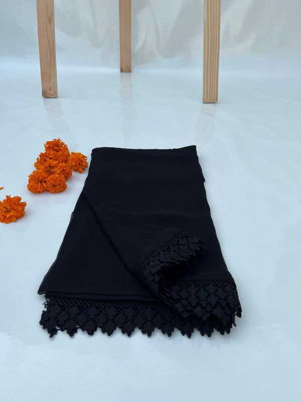 Black Chiffon Dupattas With Lace