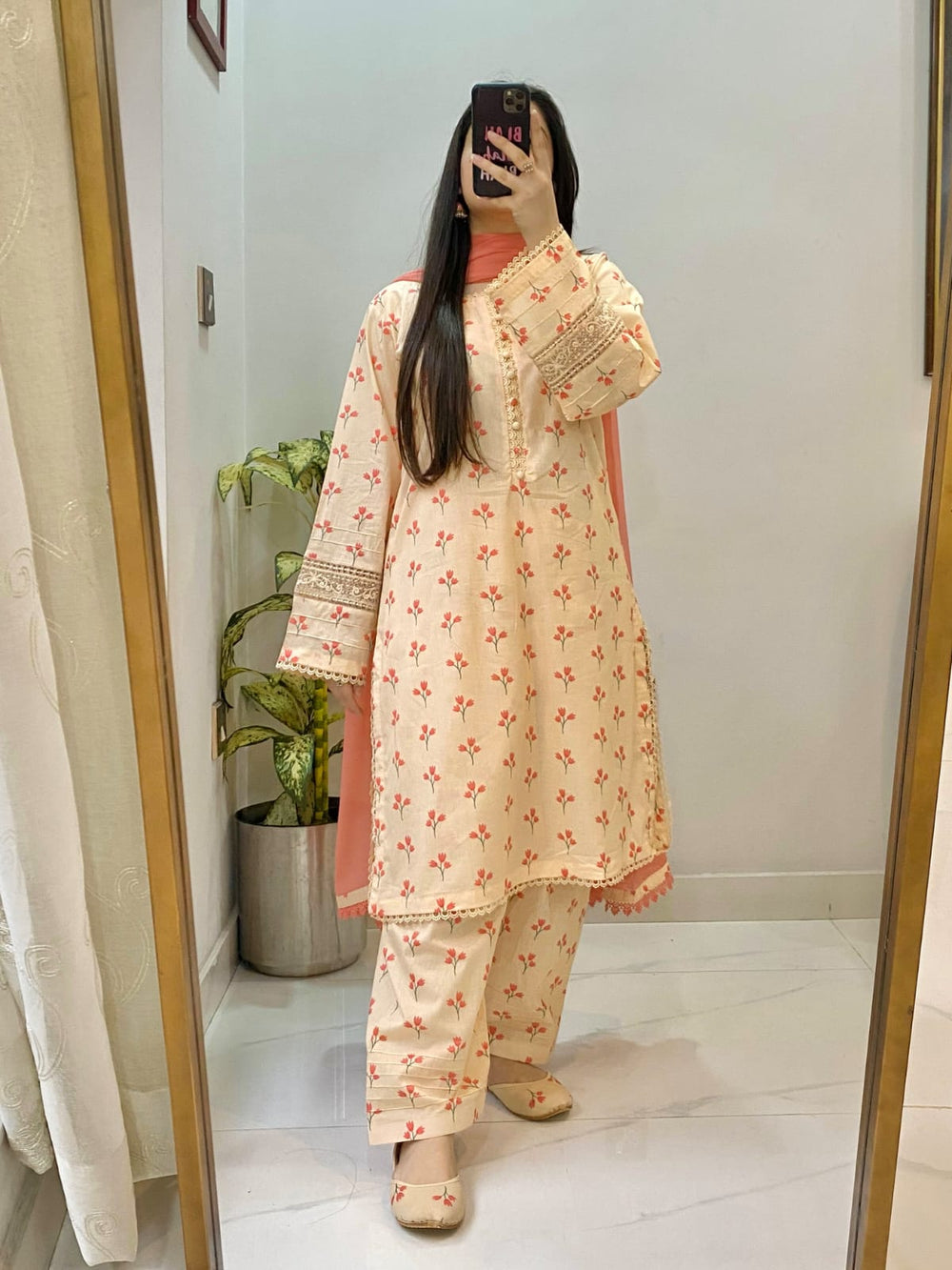Lawn Printed Dress With Shalwar