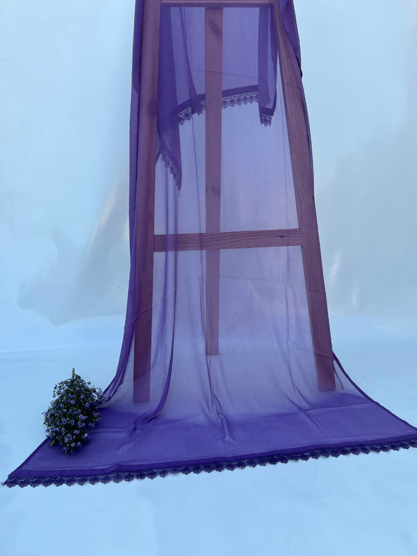 Light Purple Chiffon Dupattas With Lace