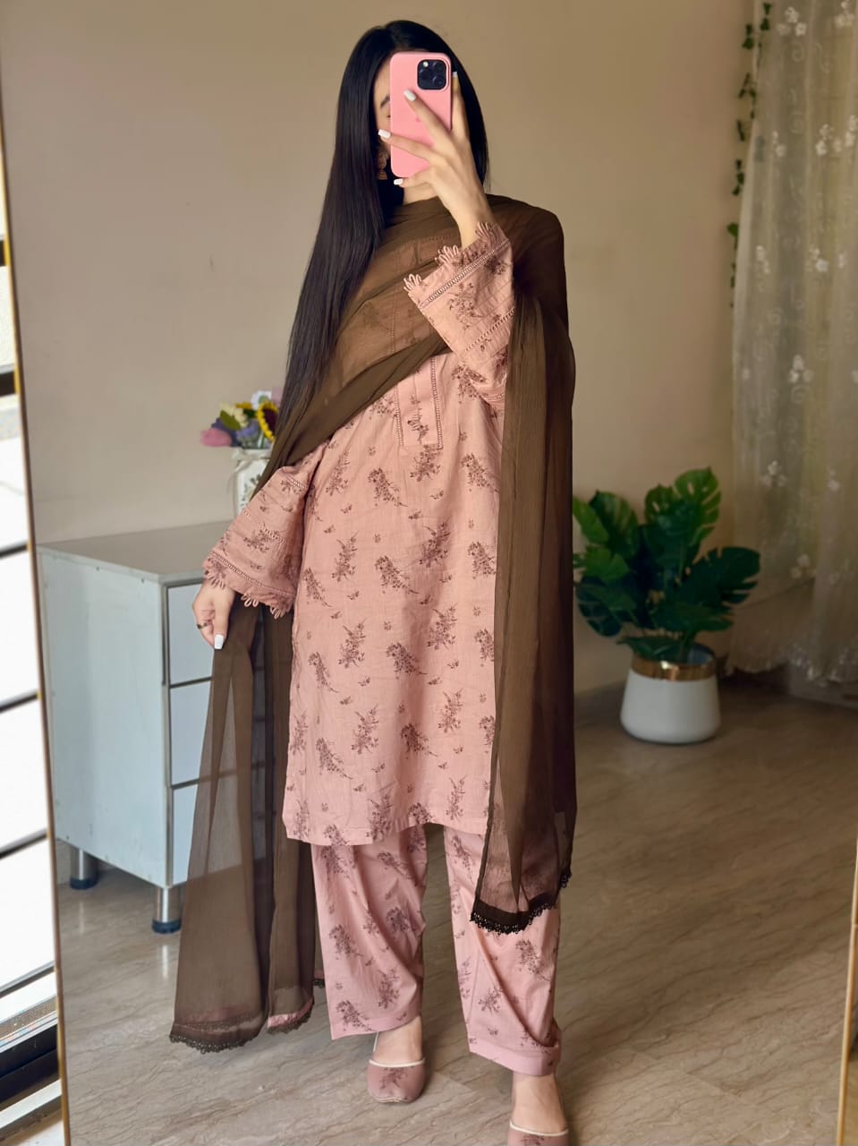 3 Piece - Lawn Printed Dress With Shalwar
