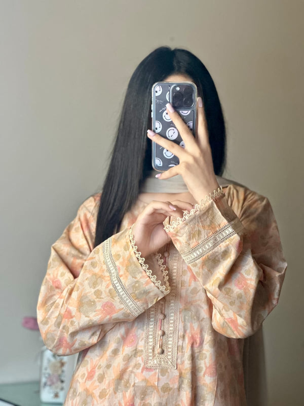 3 Piece - Lawn Printed Dress With Shalwar