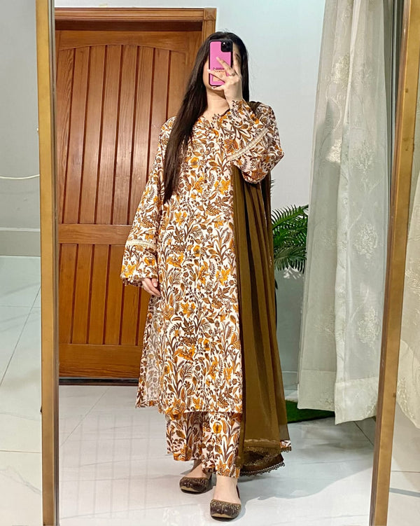 3 Piece - Lawn Printed Dress