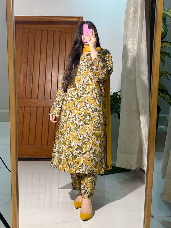 3 Piece - Lawn Printed Dress