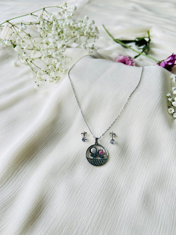 Elegant Silver Necklace & Earring Set