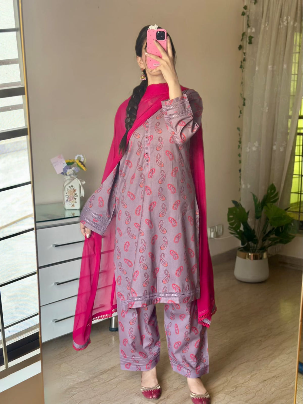 3 Piece - Lawn Printed Dress With Shalwar