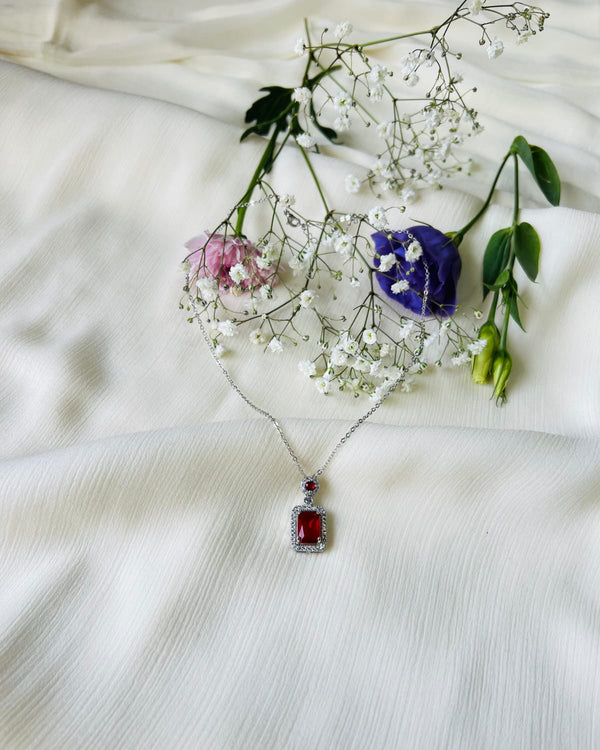 Red Topaz Solid Silver Chain Pendants
