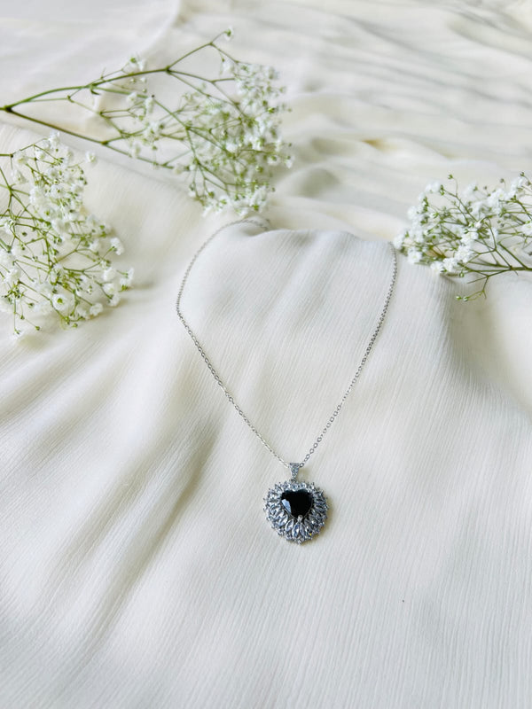 Elegant Heart Pendants With Black Topaz