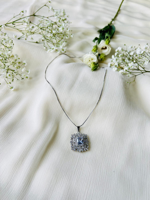 Elegant Square Silver Chain Pendants