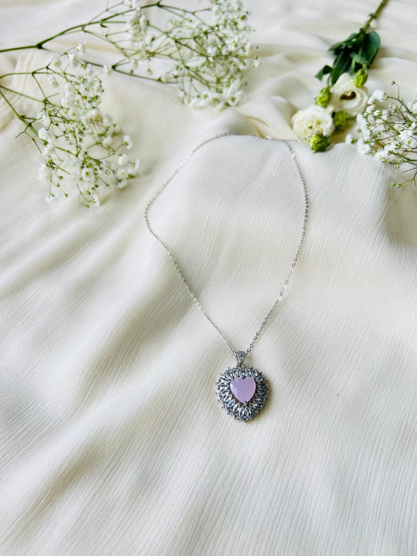 Elegant Heart Pendants With Light Pink Topaz