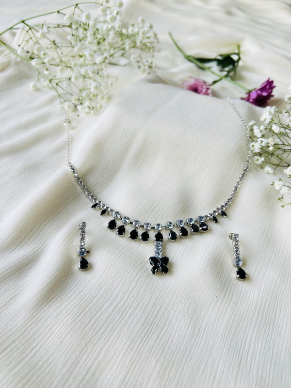 Elegant Silver Set With Black Topaz