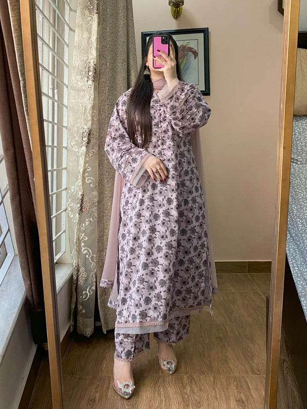 3 Piece - Lawn Printed Dress