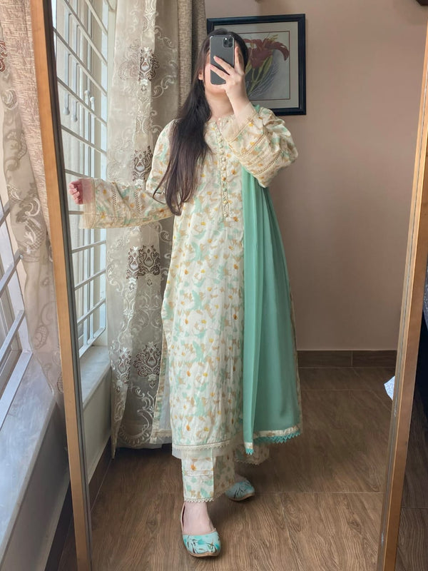 3 Piece - Lawn Printed Dress