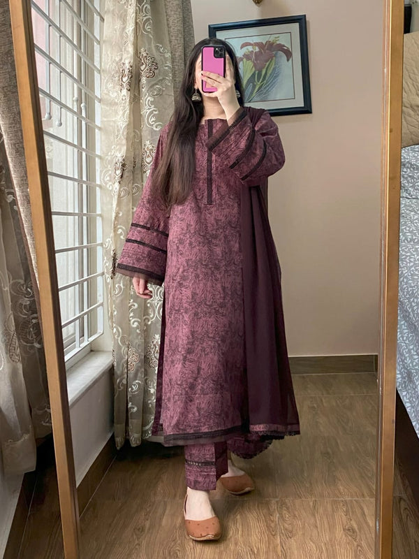 3 Piece - Lawn Printed Dress