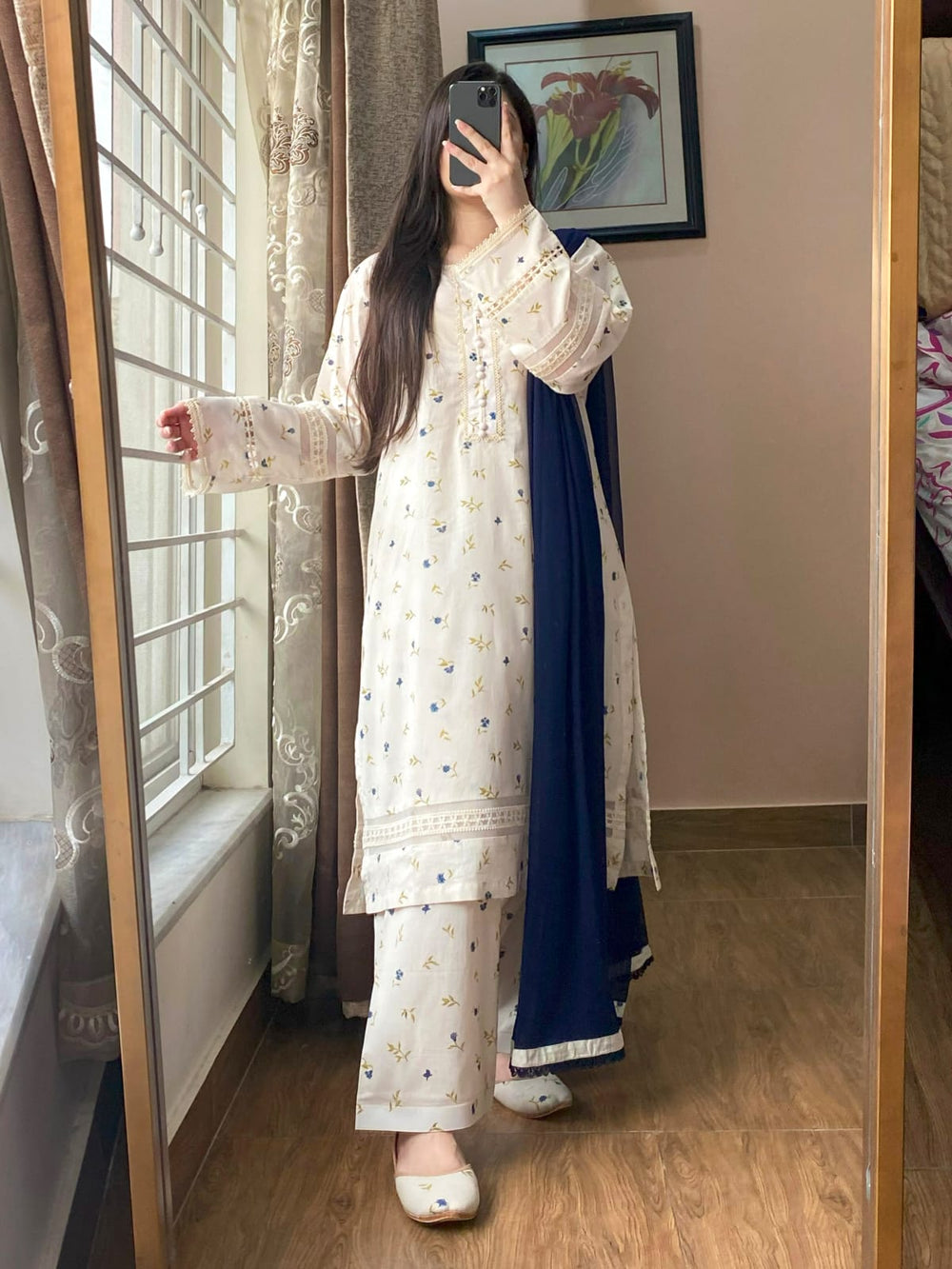 3 Piece - Lawn Printed Dress With Shalwar