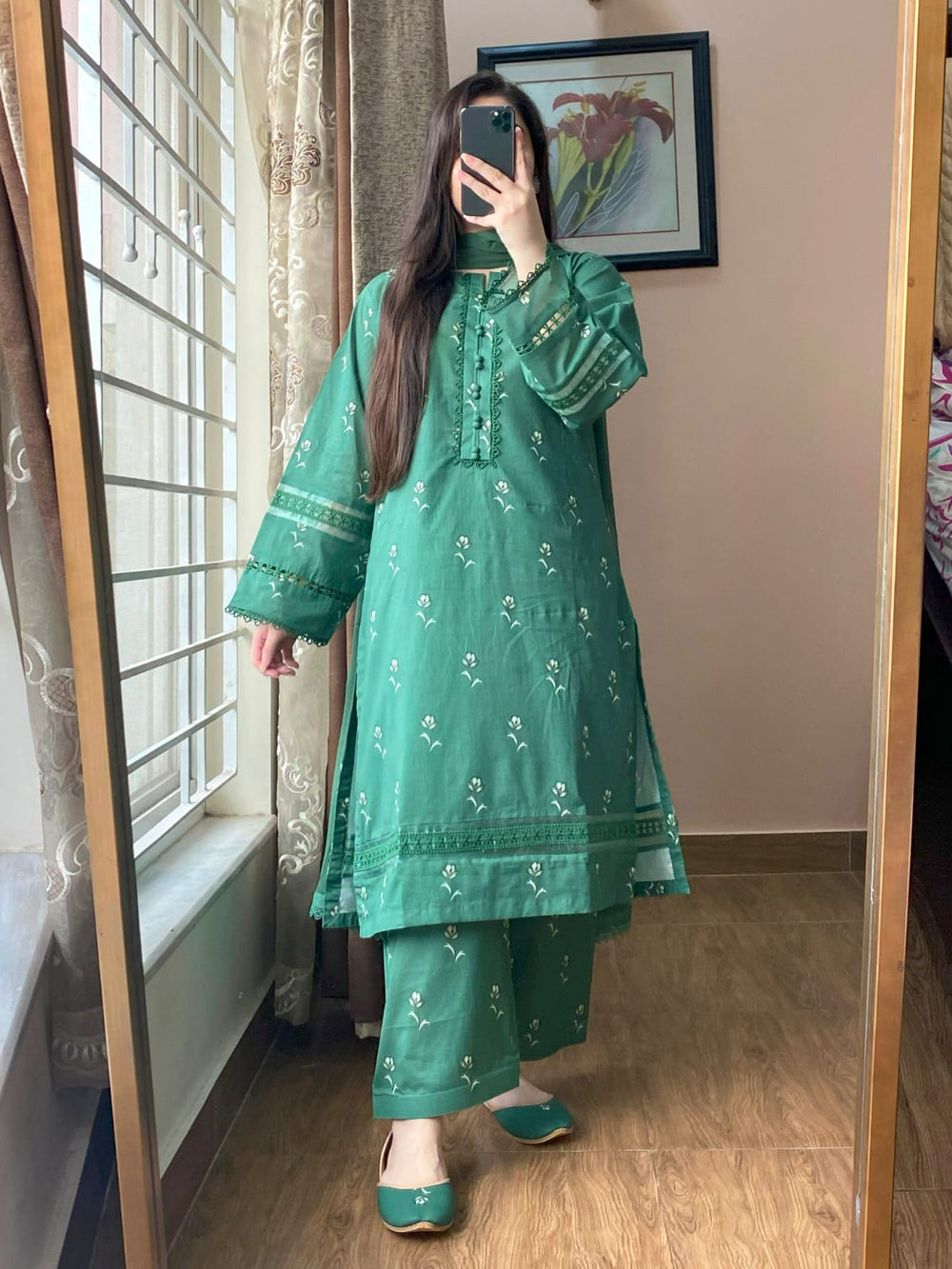 3 Piece - Lawn Printed Dress With Shalwar