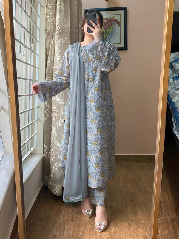 3 Piece - Lawn Printed Dress