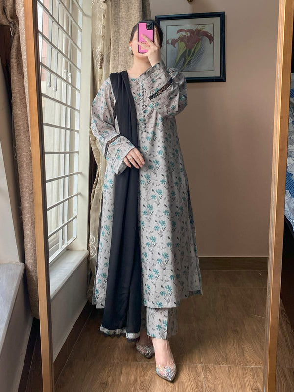 3 Piece - Lawn Printed Dress