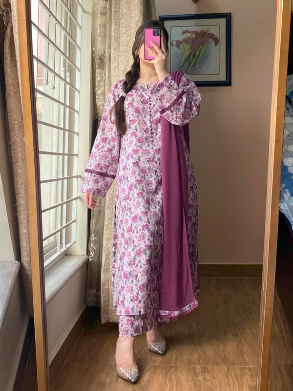 3 Piece - Lawn Printed Dress