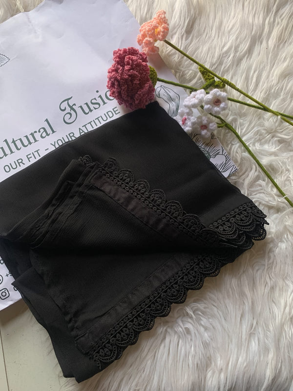 Black Chiffon Dupattas With Lace