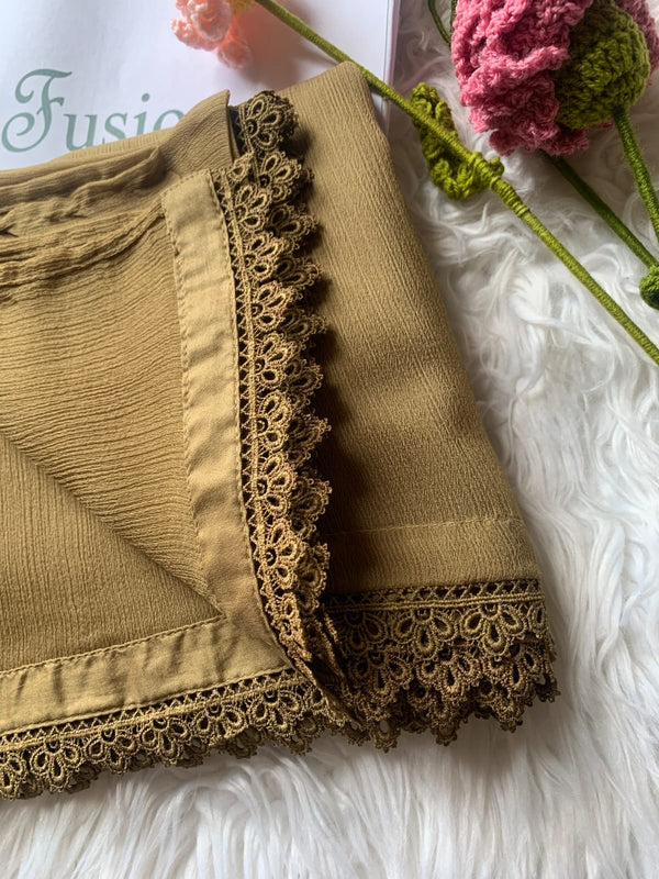 Olive Chiffon Dupattas With Lace