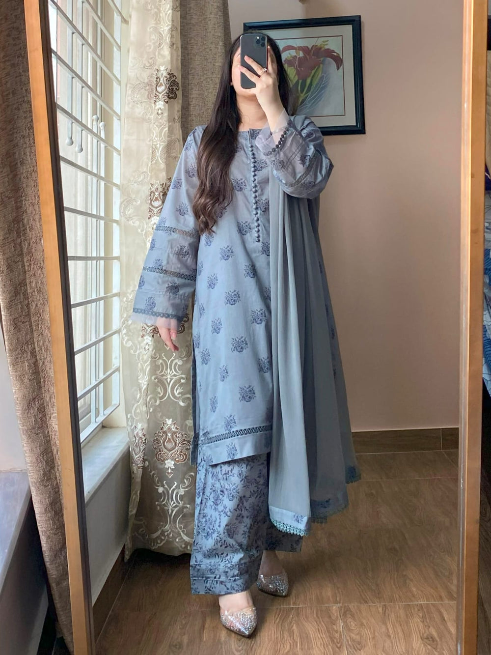 3 Piece - Lawn Printed Dress With Shalwar