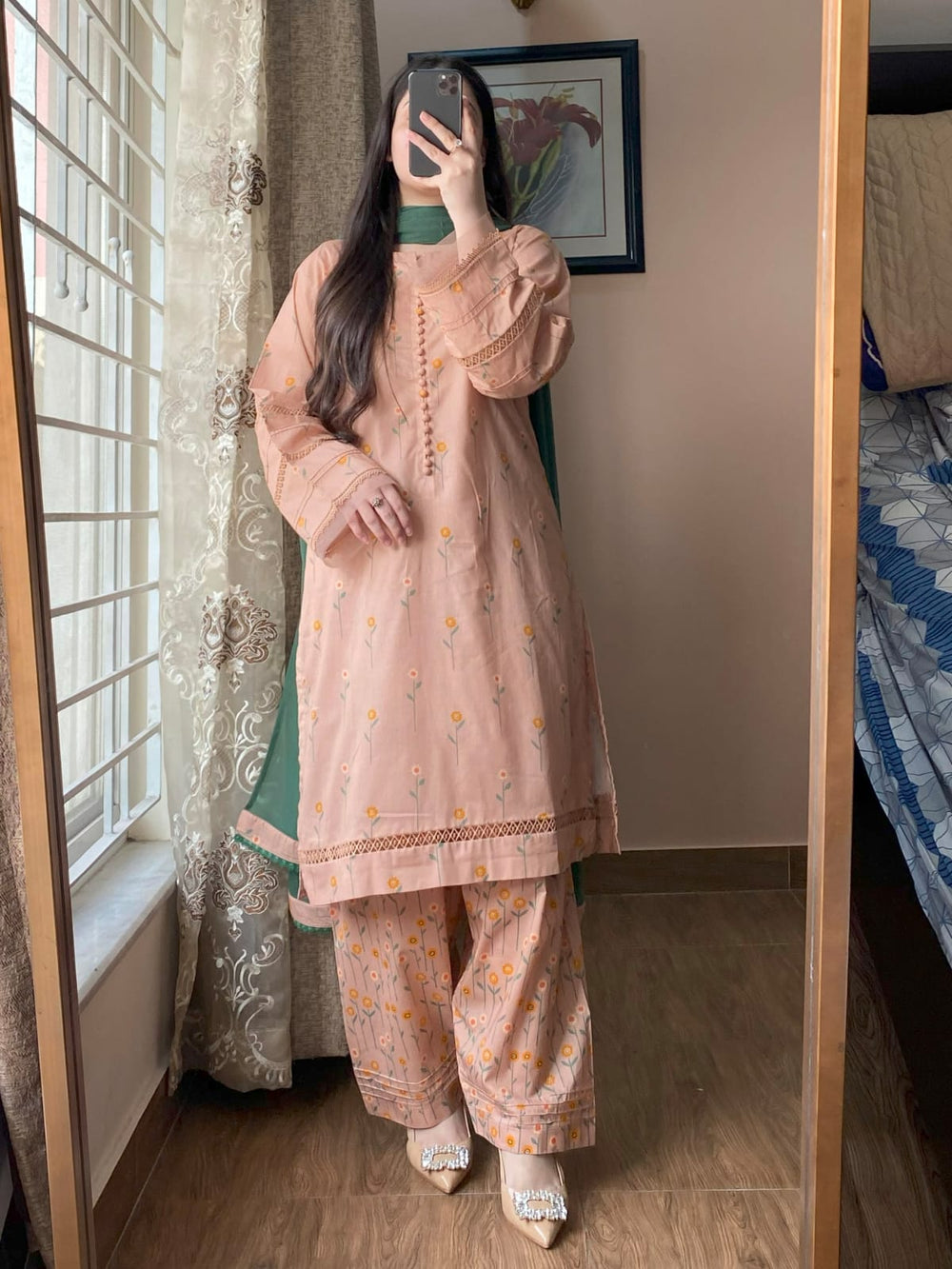 3 Piece - Lawn Printed Dress With Shalwar