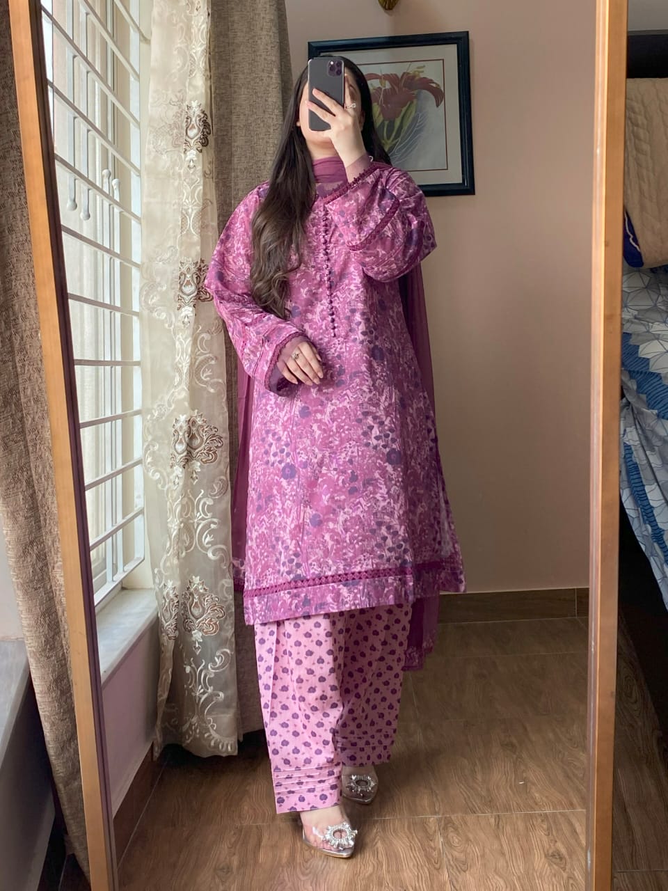 3 Piece - Lawn Printed Dress With Shalwar