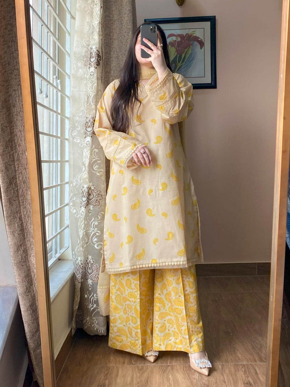 3 Piece - Lawn Printed Dress With Plazo