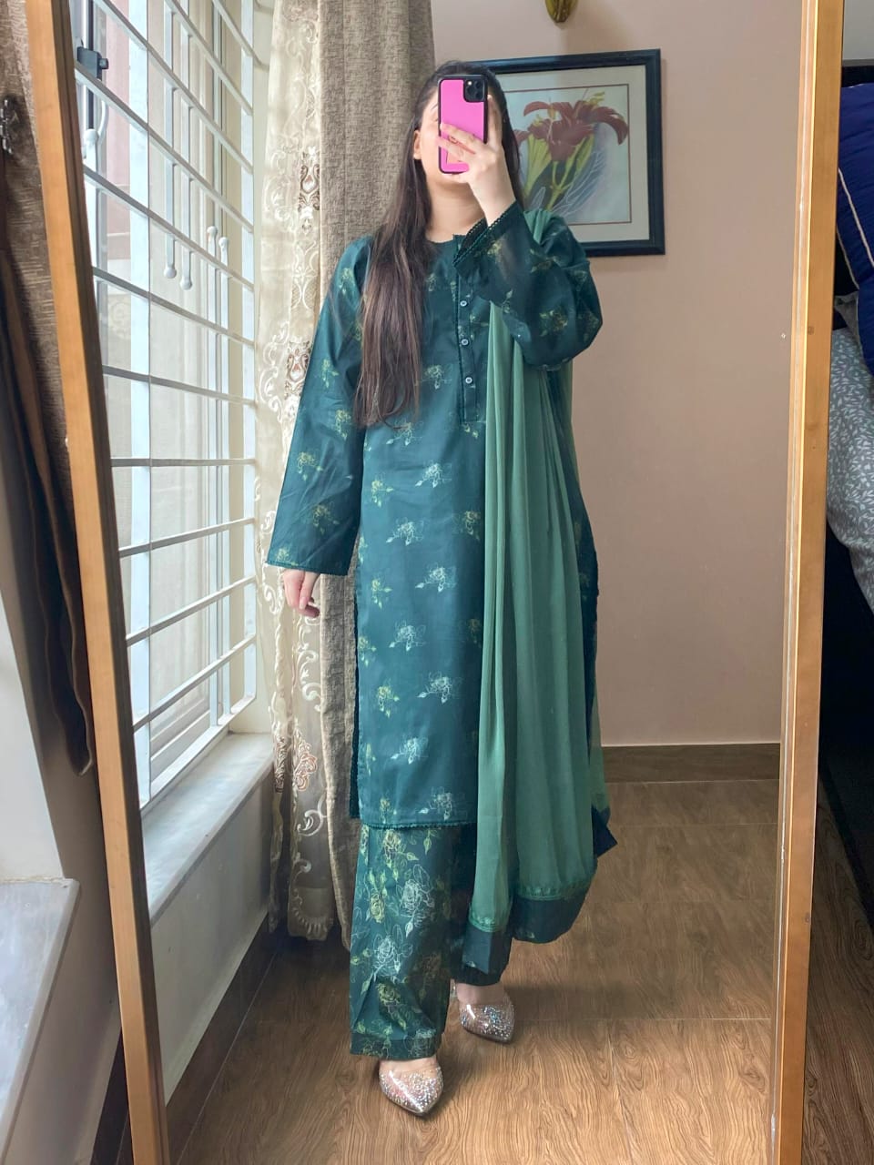 3 Piece - Lawn Printed Dress With Shalwar