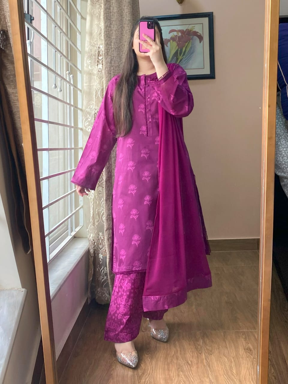 Lawn Printed Dress With Shalwar