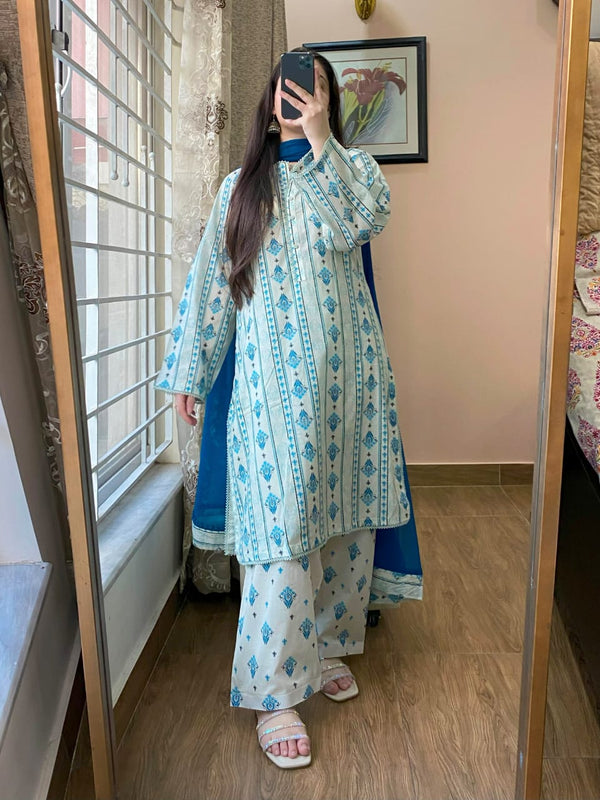 Lawn Printed Dress With Shalwar