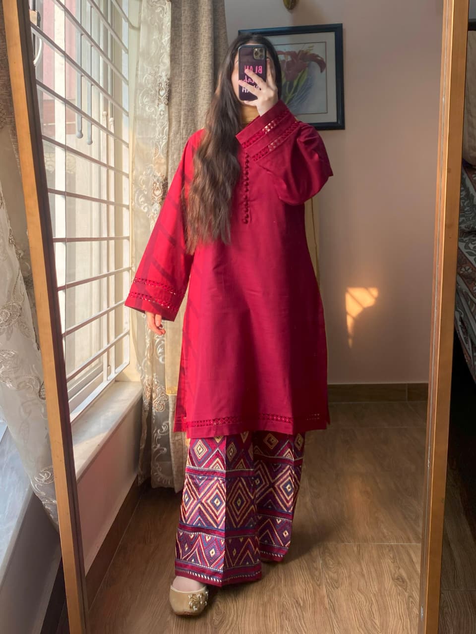 3 Piece - Slub Khaddar Embroidered Dress