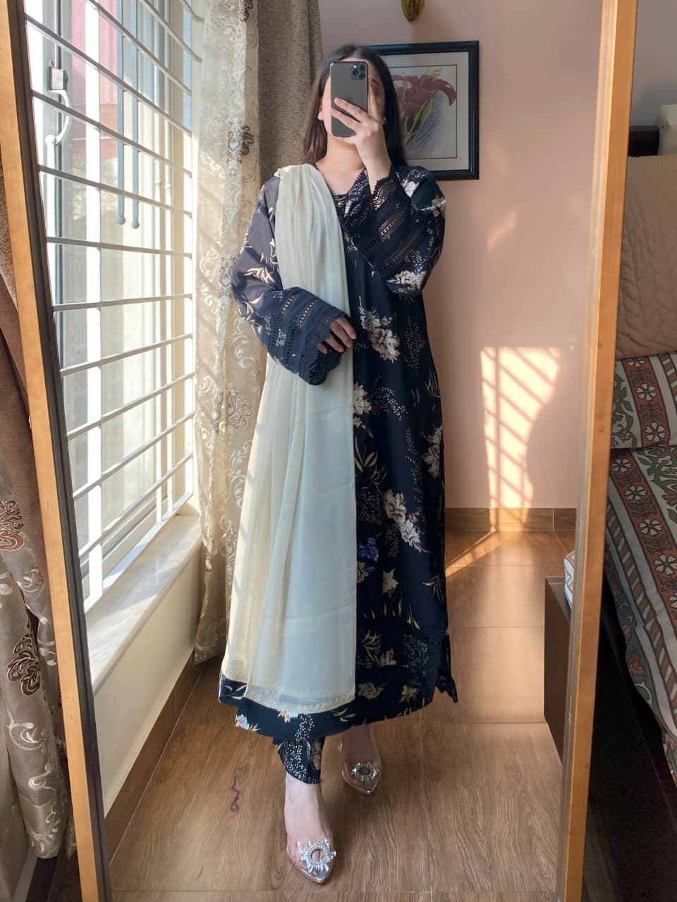 3 Piece - Georgette Dress with Trouser