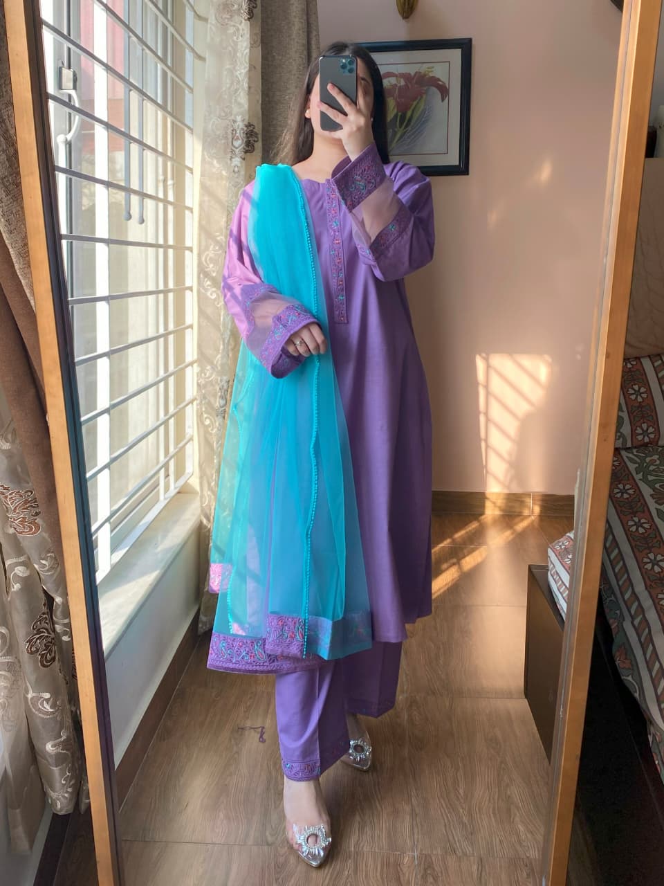 3 Piece - Slub Khaddar Embroidered Dress