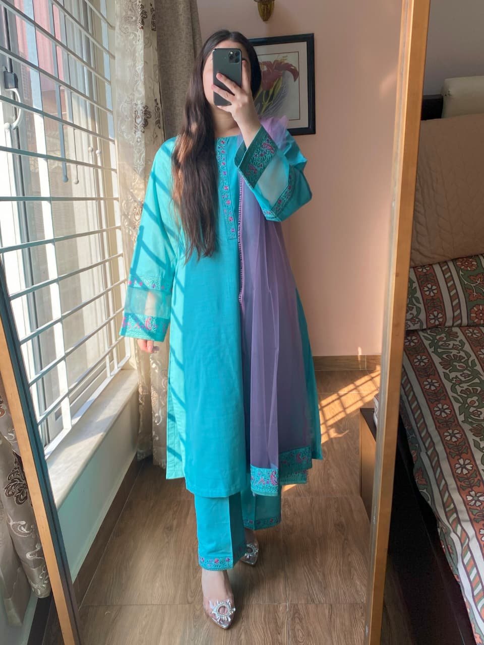 3 Piece - Slub Khaddar Embroidered Dress