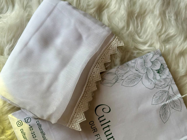 White Chiffon Dupattas With Lace
