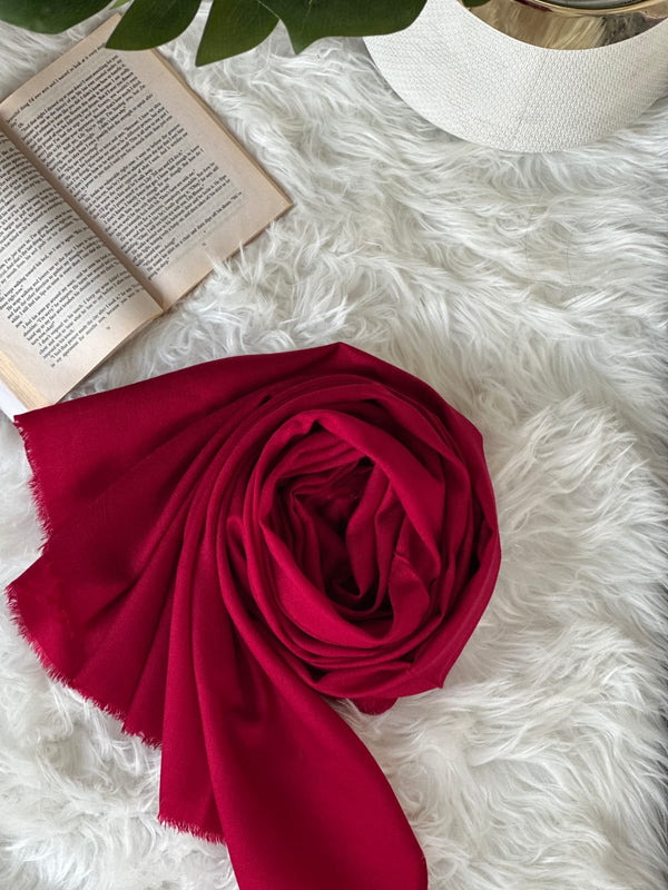 Reddish Maroon Acrylic Wool Shawls
