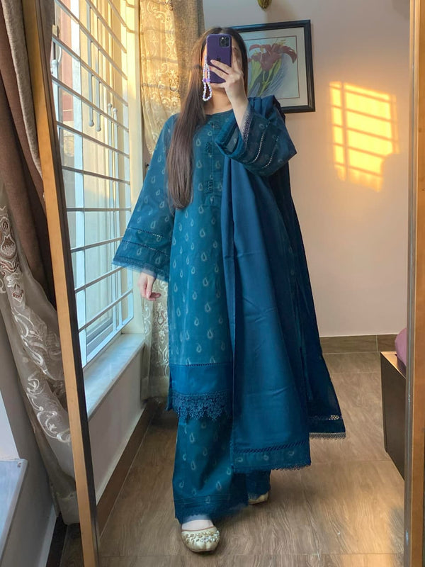 3 Piece - Khaddar Printed Dress